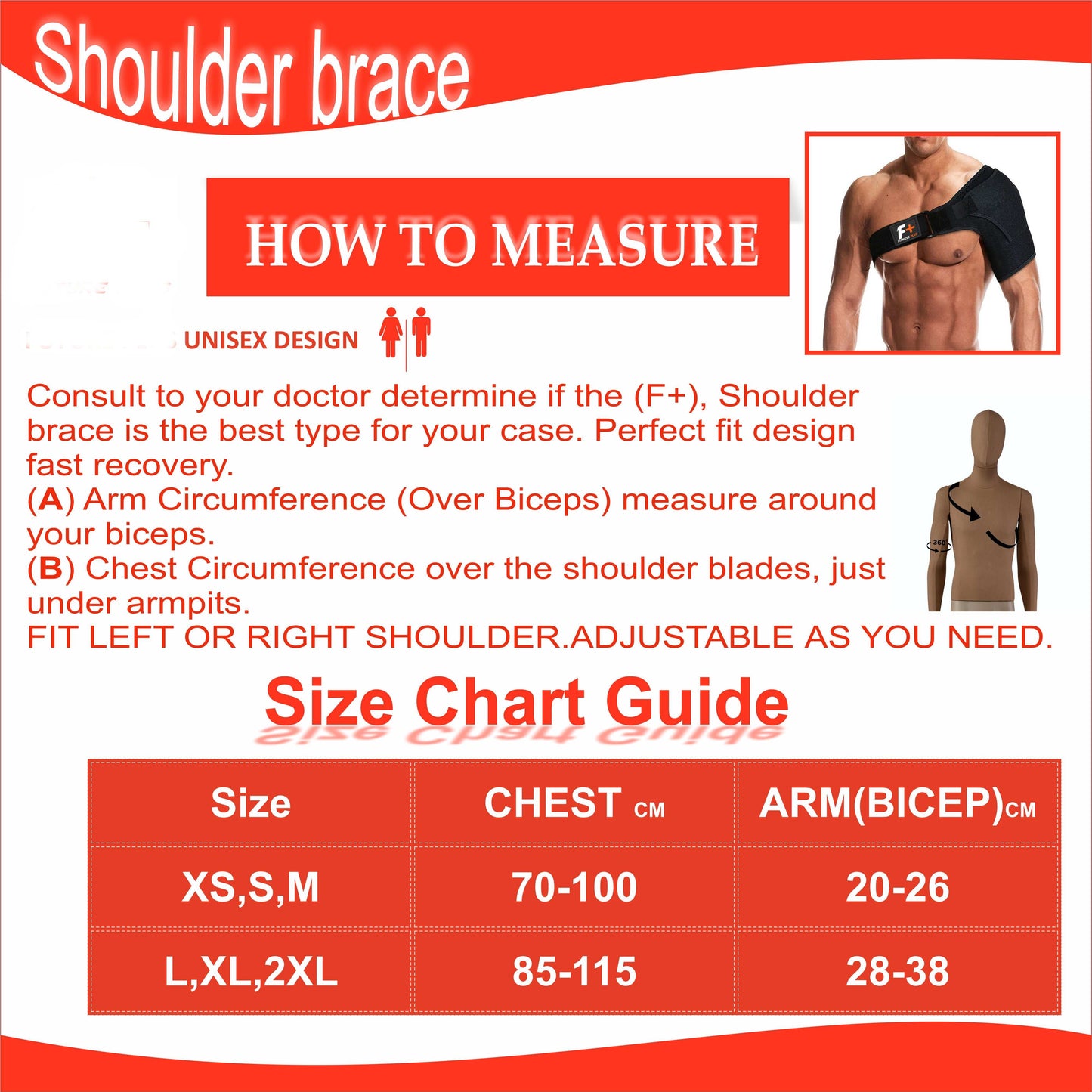 Shoulder Support Brace – Adjustable Strap for Rotator Cuff, Dislocation & Sport Gym Injury Recovery"