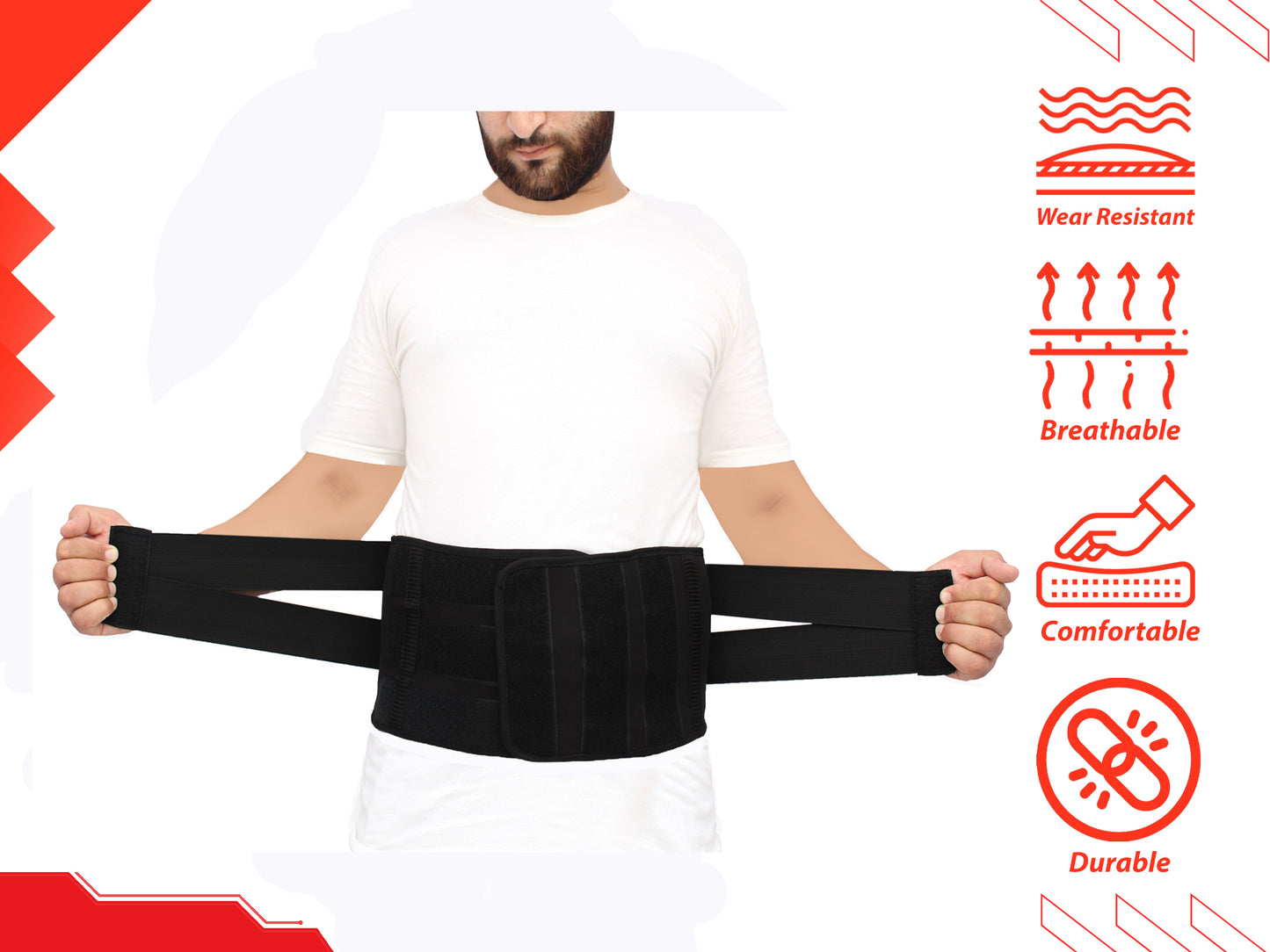 Waist & Back Support Belt – Adjustable Lumbar Brace for Pain Relief & Posture | Unisex | UAE Edition