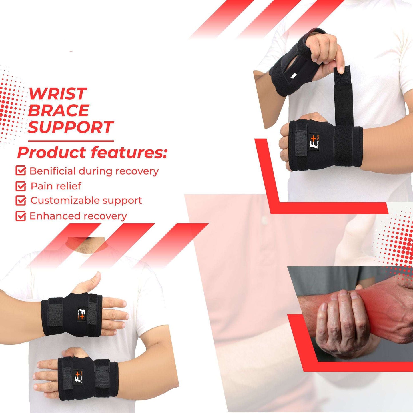 Wrist Hand Splint Pair Flexible Support Brace