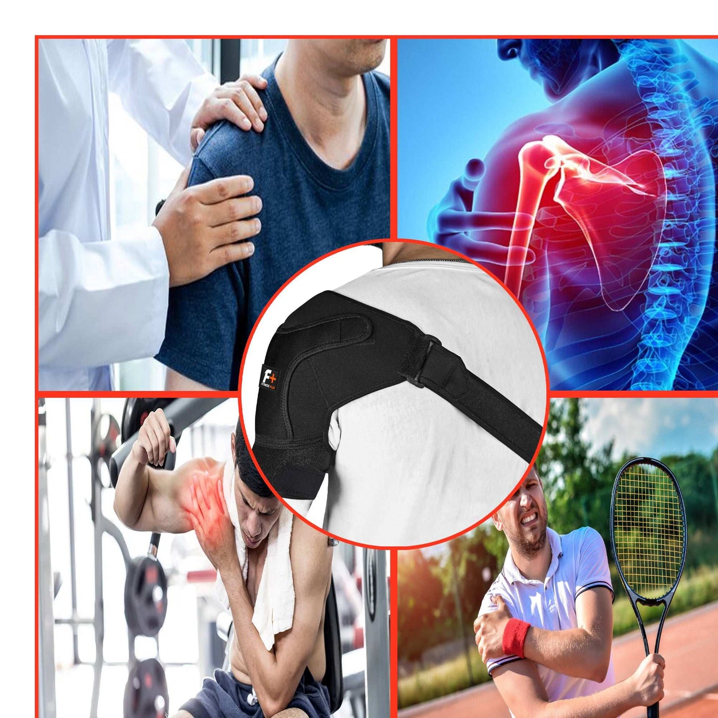 Shoulder Support Brace – Adjustable Strap for Rotator Cuff, Dislocation & Sport Gym Injury Recovery"