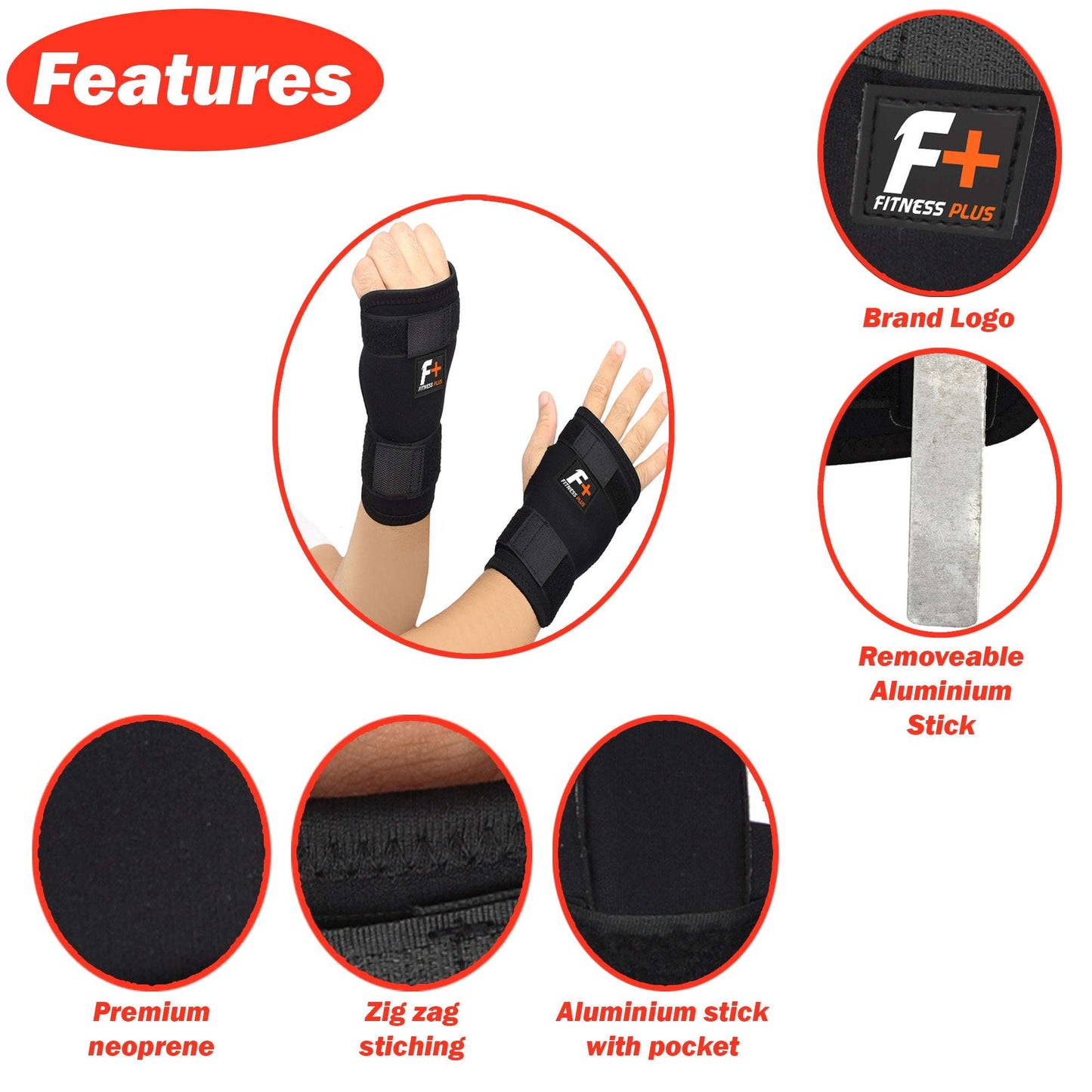 Wrist Hand Splint Pair Flexible Support Brace