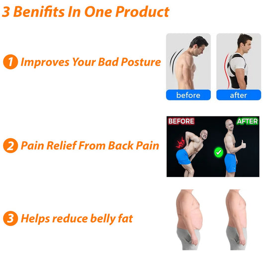 Posture Corrector Belt – Adjustable Back Support Brace for Men & Women | Spine Alignment & Lower Back Pain Relief