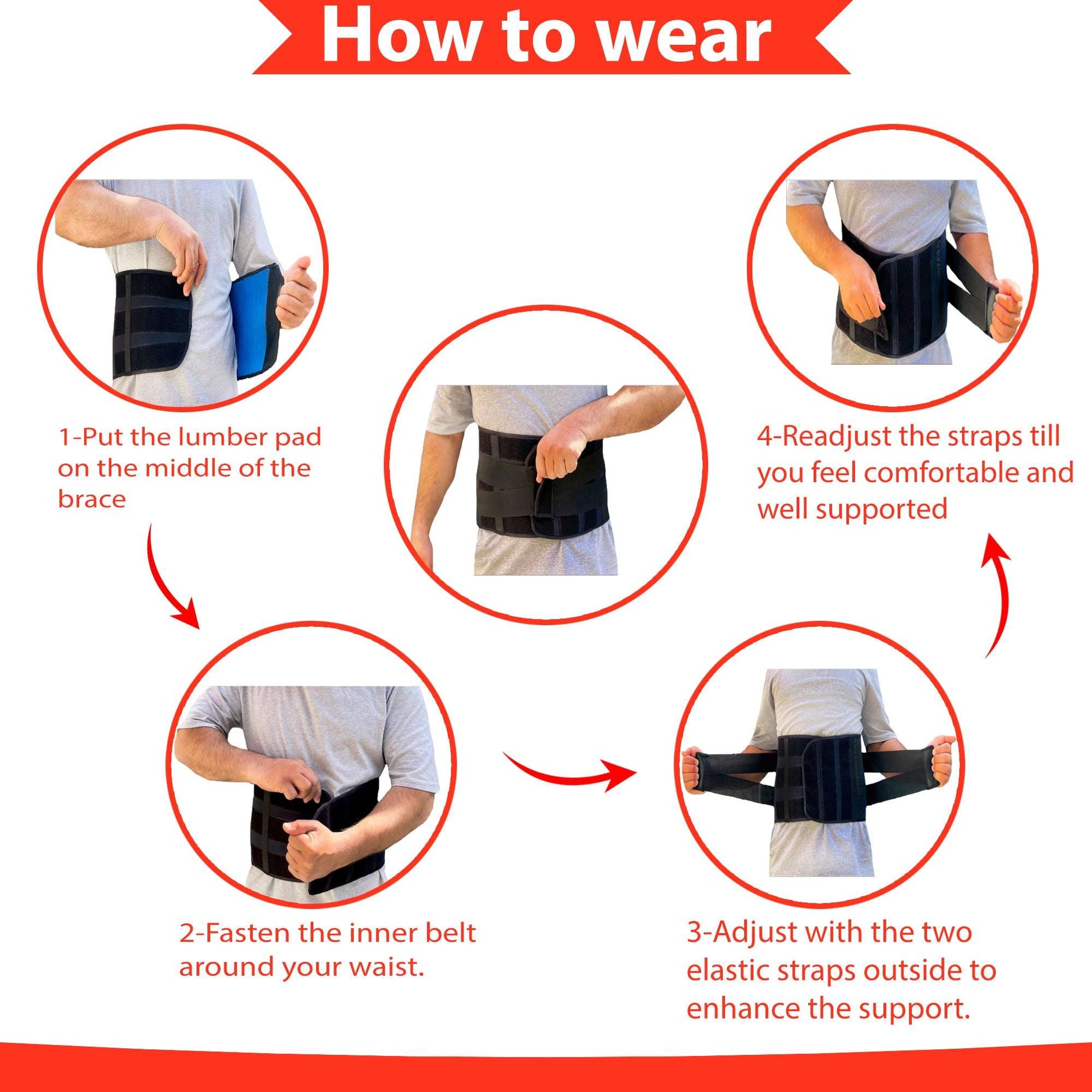 Waist & Back Support Belt – Adjustable Lumbar Brace for Pain Relief & Posture | Unisex | UAE Edition